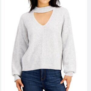 Hooked Up size S grey cutout balloon sleeve sweater